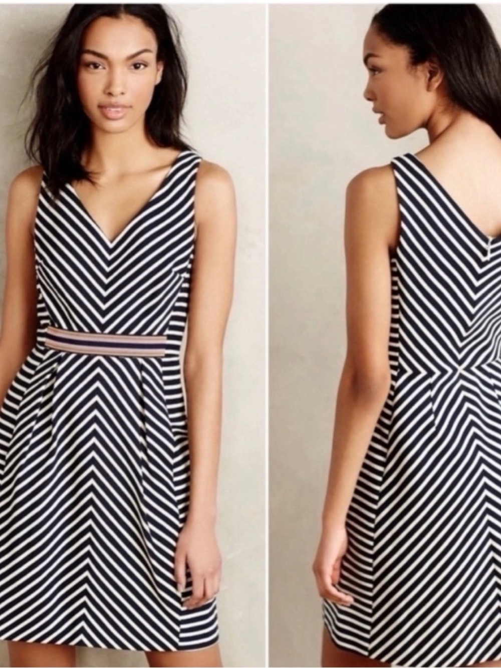 Maeve Navy and White Striped Dress